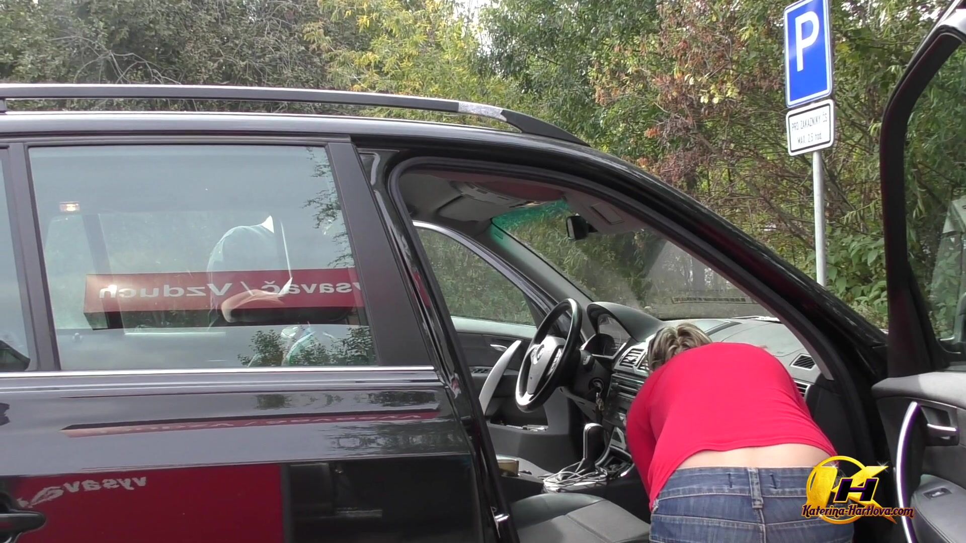 KaterinaHartlova Cleaning Car At Gas Station LEWD