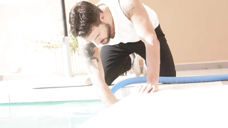 The pool guy in his ass
