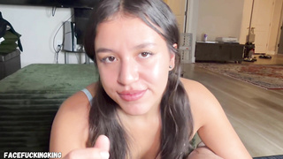 FaceFuckingKing Pigtailed Teen Amira Mae Sloppy Deepthroat Face Fuck And Eats Ass PP